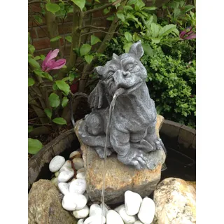 Gartenfigur Wasserspeier Drache Figur Steinfigur für Garten Deko Koi Teich