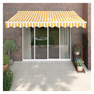 furnicato Markise Elektrische 3 x 2,5 m Gelb und Weiß mit Fernbedienung UV-beständige Sonnenmarkise mit Kurbel und einfacher Wandmontage bunt|gelb 2.5 cm x 3 cm