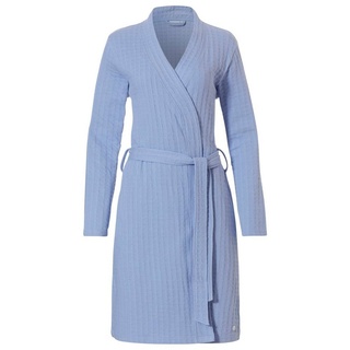 Pastunette Morgenmantel Damen Morgenmantel Kimono Form, kurz, Baumwollmischung, Kimono-Kragen, Gürtel, Modisches Design blau M