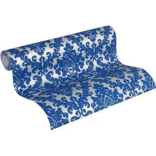 Thomas Barock Vlies-Tapete (silber/royalblau)