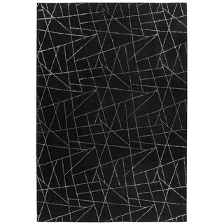 Teppich ME GUSTA "Bijou 125" Teppiche Gr. B/L: 160 cm x 230 cm, 20 mm, 1 St., silberfarben (schwarz, silberfarben) Esszimmerteppiche Glanz Effekt, Wohnzimmer