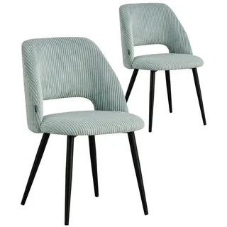 B&D home Esszimmerstuhl Vicky Kordsamt blau 2er Set