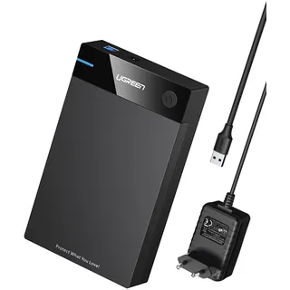 UGREEN USB 3.0 Festplattengehäuse UASP 3,5 Zoll Externes Gehäuse | 3,5 Zoll Externes Gehäuse für 3.5" SATA SSD und HDD mit USB 3.0 Kabel und 12V 2A Netzteil Werkzeuglos