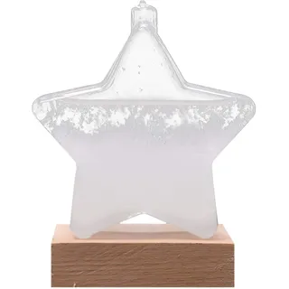 Dongzhi Sturmglas zur Wettervorhersage - Sturmglas in Sternform - Wetterglas Storm Glass - Kristall Kreative Wetterstation Wetter Prognose mit Hölzern Sockel für Geburtstag Weihnachten Geschenk