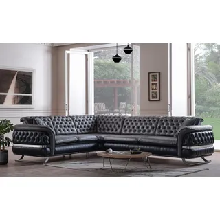 Ecksofa Wohnlandschaft Farbe Schwarz U Form XXL Sofa Neu Chesterfield Neu