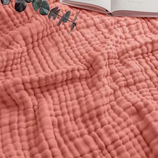2026 Musselin Decke - Sommer Musselindecke 150 x 200, 100% Natürliche Baumwolle Musselindecke Leichte Sanfte, Musselin-Decke für Erwachsene, Kinder, Perfekt für Bett, Sofa (Rosenrosa,130*150)