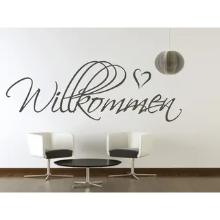 XXL Wandtattoo für den Eingang, Flur, Haustüre 68040-160x58 cm~ Schriftzug: WILLKOMMEN ~ Wandaufkleber Aufkleber für die Wand, Tapetensticker aus Markenfolie, 32 Farben wählbar