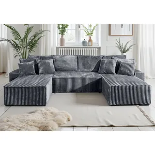 Collection AB Wohnlandschaft Polyester U-Form 3-Sitzer Grau