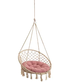 PillowPrim Hängesessel Outdoor Kissen – Hängematte Sitzkissen – Nestschaukel Kissen für Komfort – Waschbares Rundkissen – Rosa – 65 cm