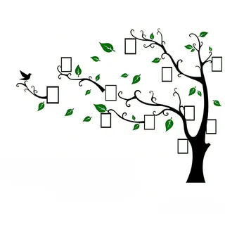 Wandtattoo Baum 3D DIY Wandaufkleber Family Stammbaum Fotowand Baum Wandtattoo Wall Sticker mit Bilderrahmen Foto Wandsticker Wanddeko Deko Wohnzimmer Schlafzimmer (Grun Links,XXL)