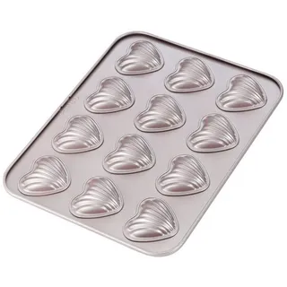 LuxusKollektion Herzkuchenform Madeleine Form Herz 12 Hohlräume Champagner Gold, (12-tlg) silberfarben