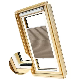 Home-Vision Dachfenster KassettenPlissee zum Kleben 102 Melange Beige | Plissee mit schiene lichtdurchlässiges Plissee für Dachfenster Sonnenschutz und Sichtschutz Faltplissee