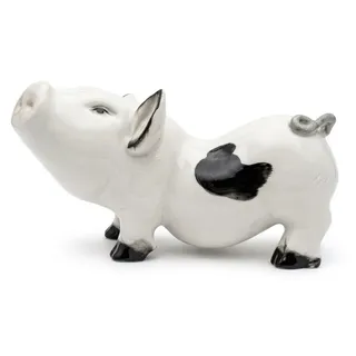 Xlmoebel Gartenfigur Handbemalte Schwein Statue für rustikale Garten-Dekoration, (Skulptur A119-24cm), Hergestellt in Europa weiß