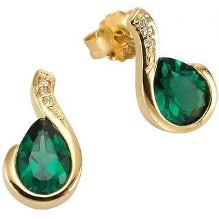 FIRETTI Ohrstecker Schmuck Geschenk Silber 925 Zirkonia/Glasstein gold/grün 2013796