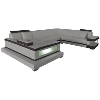 JVmoebel Wohnlandschaft Elegantes Leder Ecksofa in Hellbraun mit Boxspring-Polsterung, Made in Europa schwarz|weiß