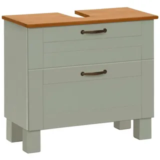 Home affaire Waschbeckenunterschrank Rodby FSC®-zertifiziertes Massivholz, Griffe Metall, Breite 60cm, Höhe 55cm grün