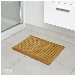 HTI-Living Badematte Bambusmatte Antirutschmatte, Höhe 3.5 mm, 1 Badematte, fußbodenheizungsgeeignet, Holz, rechteckig, Badvorleger Badematte beige