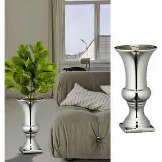 Bodenvase silber glänzend H25cm Steinzeug Blumenvase Dekovase Steingut-Vase - Silber