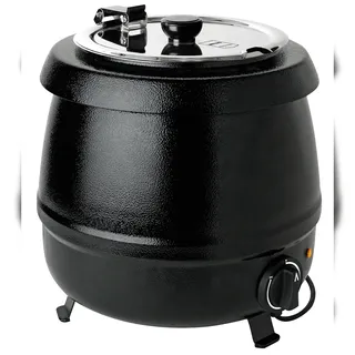 METRO Professional Suppentopf GSK1009, Stahl, Ø 34 x 36 cm, 9 L, drehbarer Deckel, abnehmbare Schüssel, schwarz