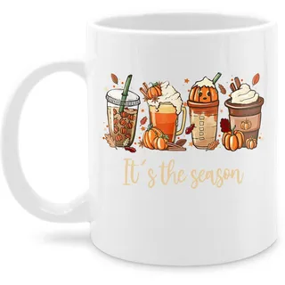 Shirtracer Tasse It's the Season - Herbst Blätter Kürbis Heißgetränke Gewürze, Keramik, Halloween Tassen weiß