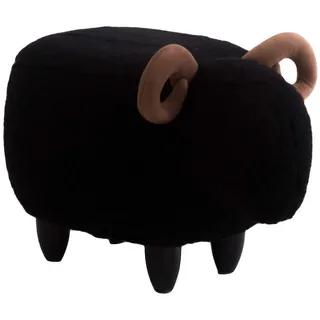 XBSLJ Hocker Sitzhocker Tierhocker Sitz Osmanisch, gepolstert Pouffe Schaf Fußhocker Tablett Aufsitz entfernt Abgewaschene Fußstütze Gepolsterter Sitz schwarz 63x33x36cm (25x13x14inch)