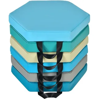 COSTWAY 6er Set Kinder Stuhlkissen mit Griff, Bodenkissen mit Reißverschluss, Sitzkissen Mehrfarbig, Sitzerhöhung Hauptkissen für Kinderzimmer u... - Blau
