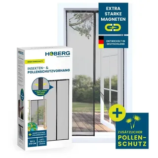 Hoberg Insektenschutz-Vorhang Insekten- & Pollenschutzvorhang mit XXL-Magnetbändern, (1-St), schnell montieren Schutz vor Mücken, Fliegen, Spinnen etc. schwarz 90 cm x 210 cm