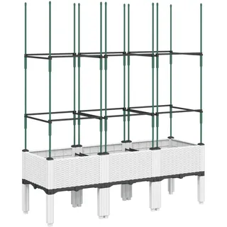 vidaXL Pflanzkübel mit Rankgitter 120 x 40 x 142,5 cm Weiß