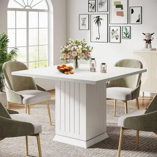 Tribesigns Esstisch, moderner kleiner Esstisch, Quadratisch , aus Holzwerkstoff für 4 Personen, 90*90*76 cm (Weiß) - Weiß