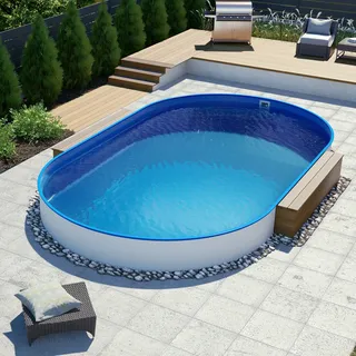 Ovalpool Stahlwandbecken Größenauswahl Tiefbecken Einbaupool Made in Germany