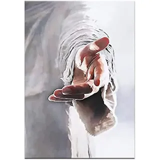 ZHONGYUTONG Jesus Leinwand Kunstdruck Gib mir deine Hand Christliche Poster Religiöse Bilder Gemälde für Schlafzimmer Wohnzimmer Büro Küche Dekoration (50x75cm, Kein Rahmen)
