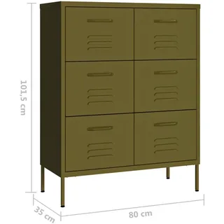 vidaXL Schubladenschrank 80 x 101,5 x 35 cm Olivgrün