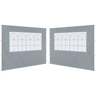ABCCANOPY 2X Seitenwand/Seitenteile mit Fenster für 3x3m pavillon,3x6m pavillon,partyzelt,festzelt|Wasserabweisend,Grau