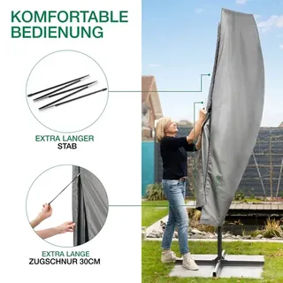Schutzhülle für Ampelschirm | Aus Polyester | Inkl. Stab & Packtasche | PIETVOSS