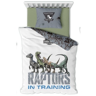 Bettwäsche »Raptors in Training«, Jurassic World, Renforcé, 2 teilig, Jungen Wendebettwäsche 135-140 x 200 cm aus Baumwolle grün