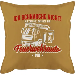 Shirtracer Dekokissen Ich schnarche nicht ich träume dass ich ein Feuerwehrauto bin weiß bun, Feuerwehr gelb
