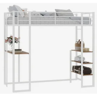 Wishdor Hochbett, Weiß, Metall, Holzwerkstoff, Rechteckig, 90x190 cm, Kinderzimmer & Jugendzimmer, Kindermöbel, Kinderbetten, Hochbetten