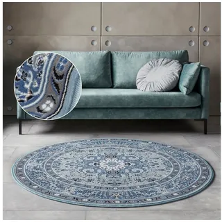 HANSE HOME Skazar Isfahan Kurzflorteppich Ø 160 cm Himmelblau
