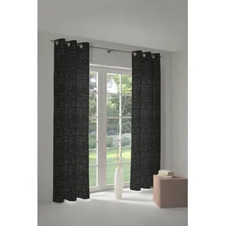 Vorhang ADAM "Scribble", schwarz-weiß (schwarz, naturweiß), B:145cm H:225cm, Jacquard, Baumwolle (Bio-Baumwolle), Leinen, Gardinen, aus Leinen und Bio-Baumwolle