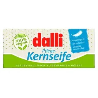 dalli Seife Pflege-Kernseife, Festseife, parfümfrei, im Stück, je 125g, 3 Stück