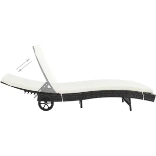 vidaXL Sonnenliege 200 x 68 x 26 cm Schwarz