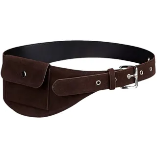 JIARY Breiter Wildleder Gürtel Damen,Vintage Taillengürtel,Wildleder Bauchtasche Damen,Mode-Accessoires,Damengürtel Für Jeans Hosen Kleider,Treffen,Partys,Dark Brown,105CM/41.3''