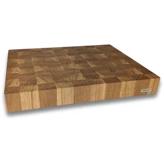 XXL Premium Stirnholzbrett Eiche 50x40x6 cm – Massives Schneidebrett & Hackblock aus Holz – Extra dick, Handgefertigt, Messerschonend – Profi Küchenbrett