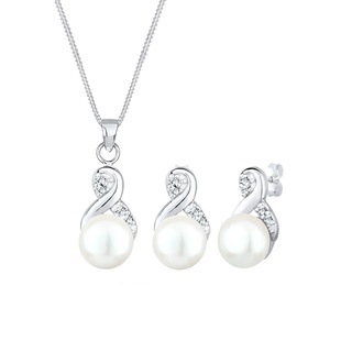 Elli Infinity Perlen Kristalle 925 Silber Schmuck-Set Damen