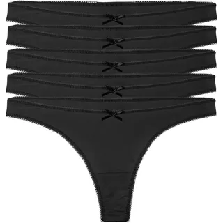 Yenita Women - Damen Stringtangas (5er Set) - Tangas aus feinster Baumwolle - schwarz, Weiss, grau, pink, Mint - S