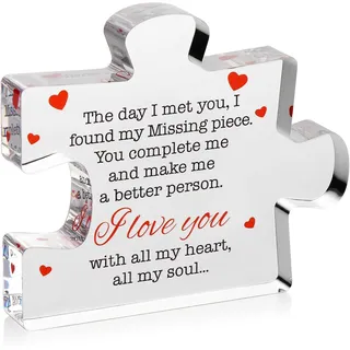 Valentinstagsgeschenke – "I Love You" Geschenke für ihn, Sie – Acryl-Puzzle-Plakette, dekorative Beschilderung, gedruckte Botschaft – Geburtstag, Hochzeit für Freund, Freundin – "I Love You" Geschenke