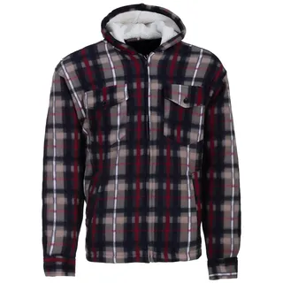 Henry Terre Holzfällerjacke Herren Hemdjacke Kapuze Arbeitsjacke Hemd Flanell Thermojacke Jacke Kariert Gefüttert M-3XL, Farbe:beige, Größe:XXL - XXL