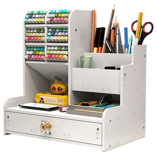 zggzerg Regal-Schreibtisch Weißer Schreibtisch-Organizer mit Schublade, DIY Bleistifthalter