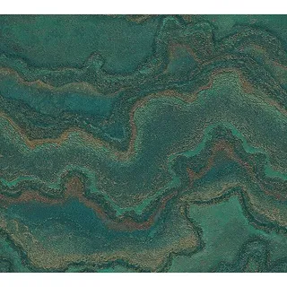 AS Creation Stories of Life Vliestapete Marmoroptik Metallic-Effekt  (Petrolgrün-Gold, Steinoptik, 10,05 x 0,53 m)