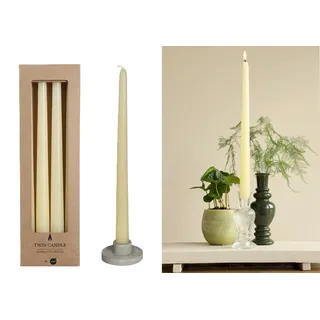 NaDeco Spitzkerzen rustikal, im Set mit 4 Stück, Höhe 30cm, in vielen Farben erhältlich, Brenndauer 7 Stunden | Stabkerzen | Lichtkerzen | Tafelkerzen | Leuchterkerzen, Farbe:Creme | Beige